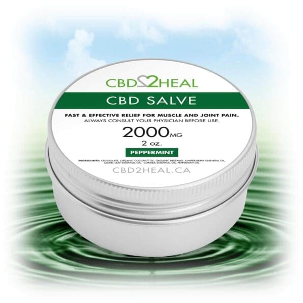 picture of 2oz tin of Peppermint CBD Healing Salve for Muscle & Joint Pain, 2000mg
