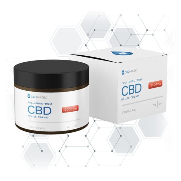 2oz jar and box of 5000mg full spectrum cbd pain cream