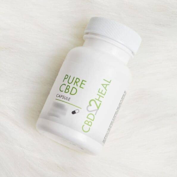pure cbd capsules 500mg side view