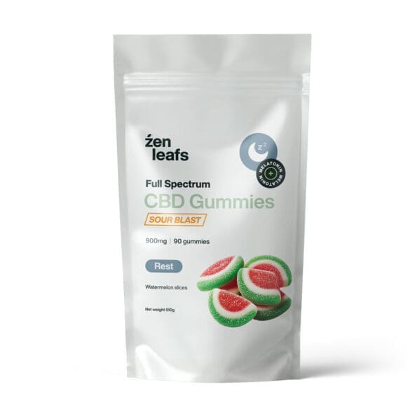 full spectrum cbd gummies for sleep 900mg - sour watermelon - by zen leafs