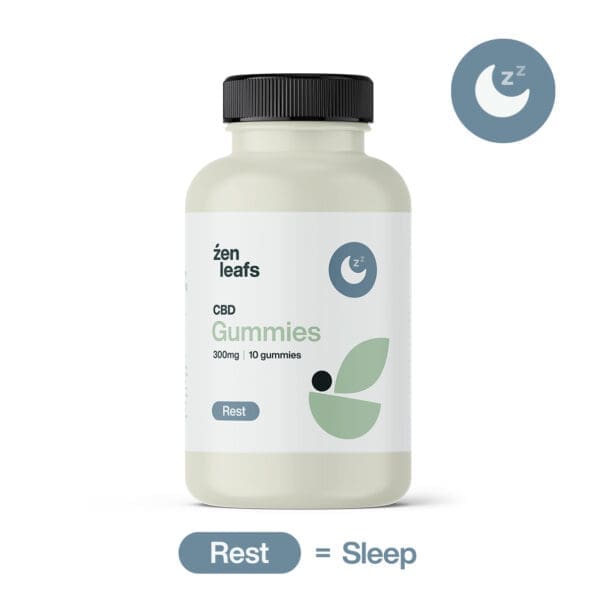 bottle of zen leafs cbd for sleep gummies 300mg