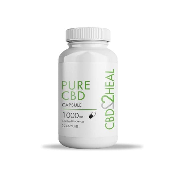 CBD2HEAL pure cbd capsules in bottle 1000mg